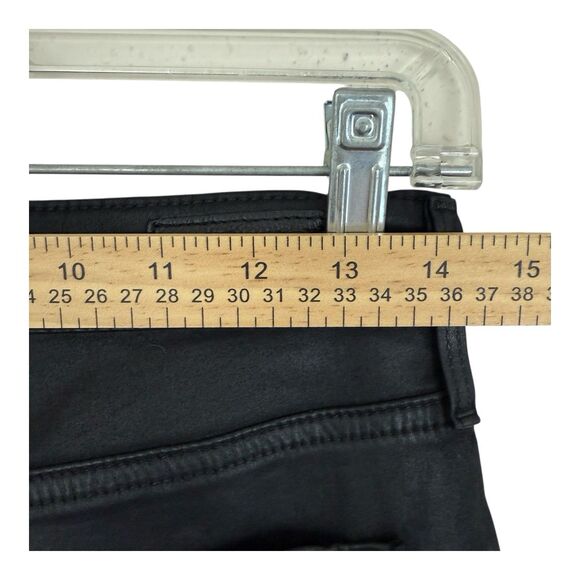 AG Goldschmied Farrah Skinny Ankle Side Lace Pants Sz 28R Black Coated Moto - Picture 8 of 13